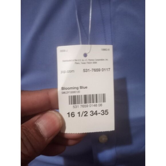 New Stafford Easy Care Travel Men's 16.5 34-35 (XL) Fitted Dress Shirt Blue NWT - Picture 2 of 12